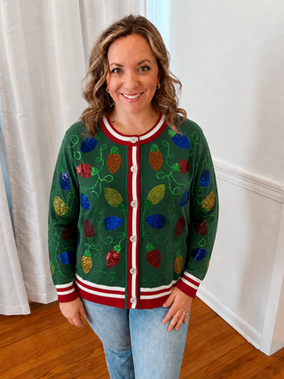 Vintage Christmas Lights Cardigan