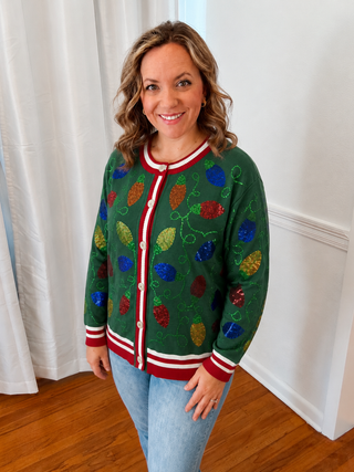 Vintage Christmas Lights Cardigan