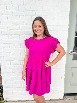 Ruffle Sleeve Mini Dress