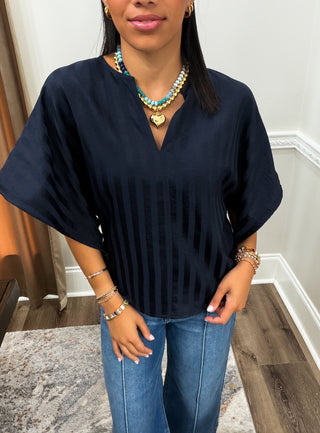 Marina Striped Tie-Sleeve Top