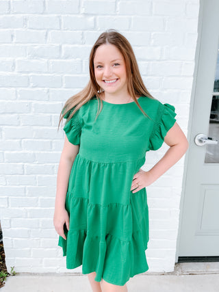 Ruffle Sleeve Mini Dress