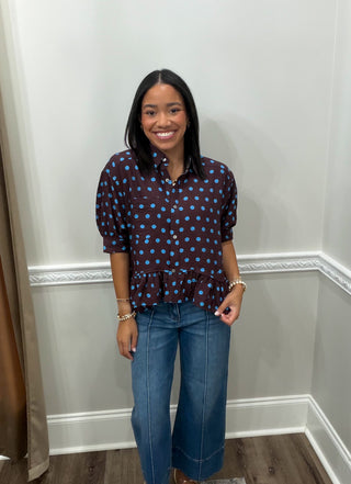 The Bristol Polka Dot Peplum Top
