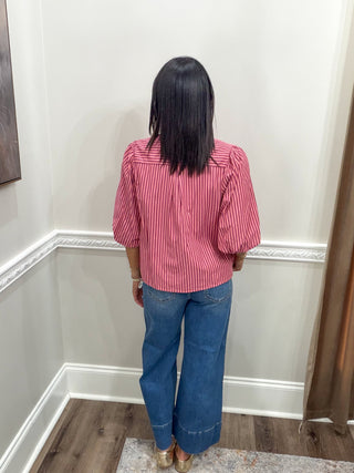 The Camille Striped Bow Blouse