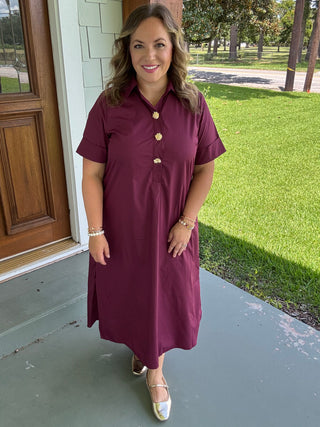 Madeline Jeweled Button Midi Dress