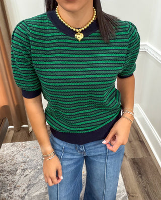 Rowan Striped Puff Sleeve Sweater