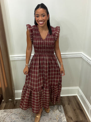 Harlow Plaid Button-Front Midi Dress