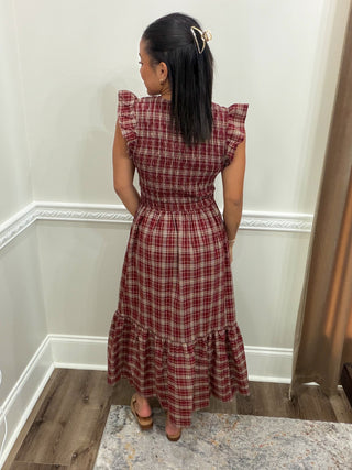 Harlow Plaid Button-Front Midi Dress