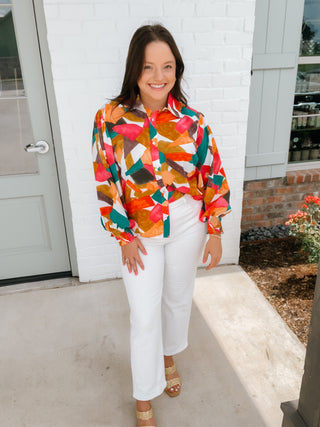 Pink Geometric Blouse