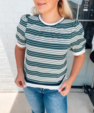 Striped Ruffle Band Top