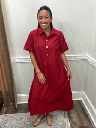 Madeline Jeweled Button Midi Dress