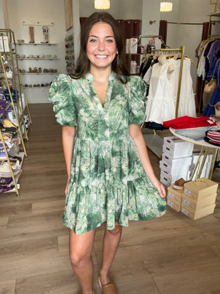Green Floral Abstract Dress