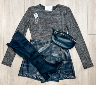 Shoulder Pad Metallic Body Suit