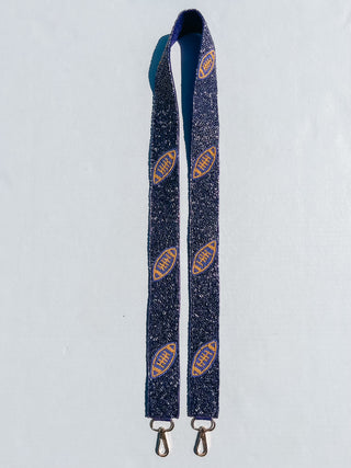Purple & Gold Football Beaded Purse Strap