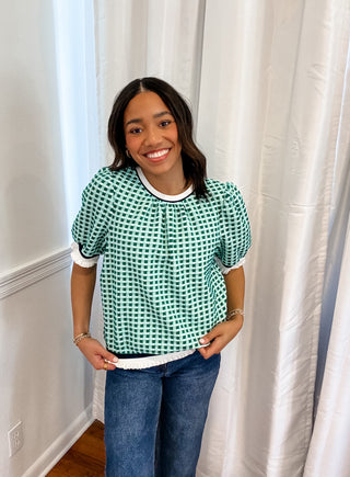 Checkmate Puff Sleeve Top