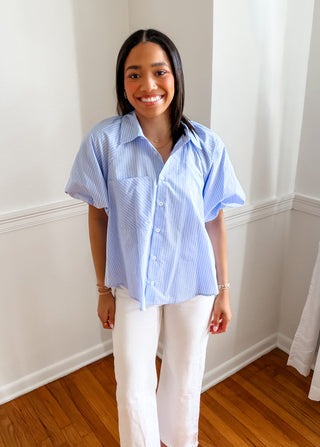 Harbor Stripe Button-Up Top