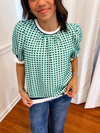 Checkmate Puff Sleeve Top