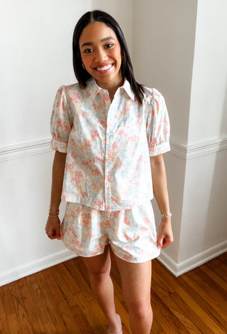Blush Meadow Button-Front Top