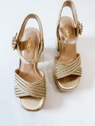 Gold Chunky Basket Heel