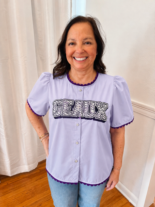 Geaux Gameday Scallop Sparkle Top