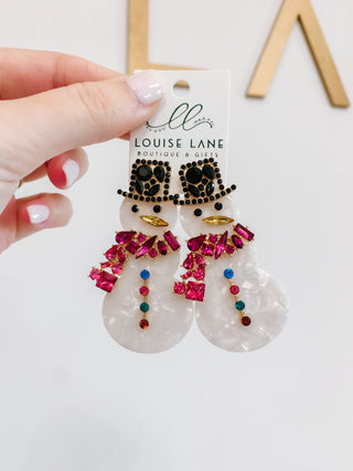 Rhinestone Snowman Earrings