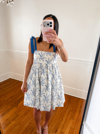 Blue Willow Tie-Strap Dress