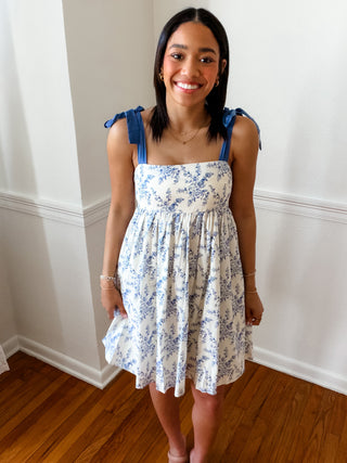 Blue Willow Tie-Strap Dress