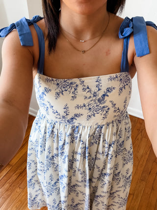 Blue Willow Tie-Strap Dress