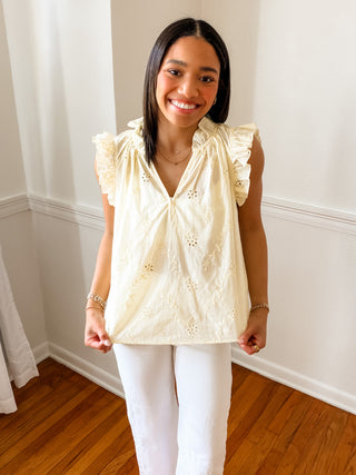 Golden Hour Eyelet Ruffle Top