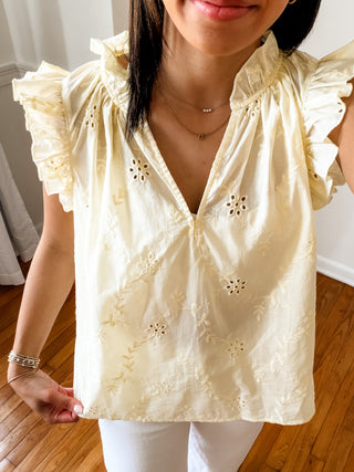 Golden Hour Eyelet Ruffle Top