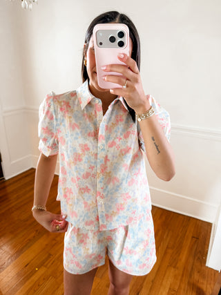 Blush Meadow Button-Front Top