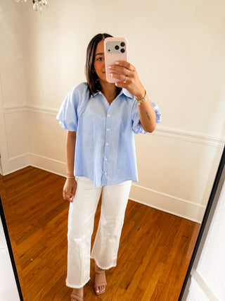 Harbor Stripe Button-Up Top