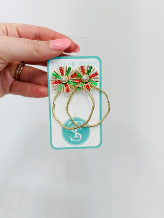 Red and Green Sequin Sunburst Hoops