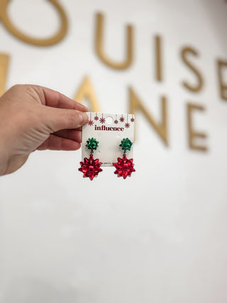 Holiday Bow Drop Earrings