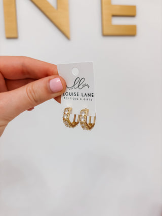 Structured Diamond Gold Hoops