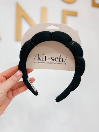 Recycled Fabric Puffy Headband 1pc- Black