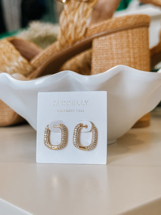 Gold Pave Hoop Earrings