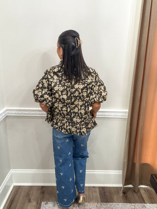 Elowen Floral Ruffle Hem Top