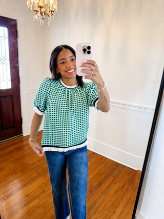 Checkmate Puff Sleeve Top