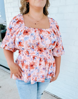 Peach Square Neck Top (PLUS)
