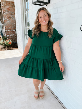 Ruffle Sleeve Tiered Dress (PLUS)