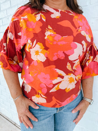 Rust Floral Blouse