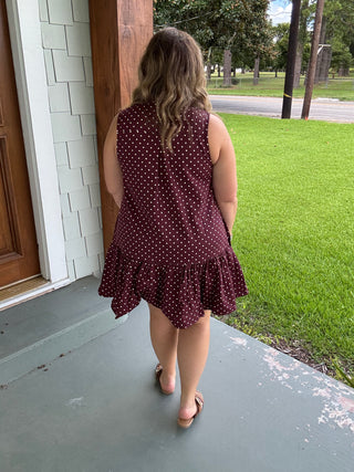 Bordeaux Bow Dot Dress