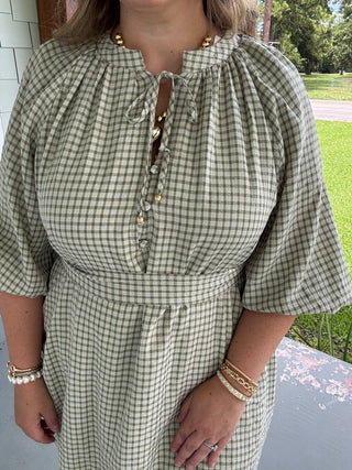 Sagebrook Plaid Tie-Waist Dress