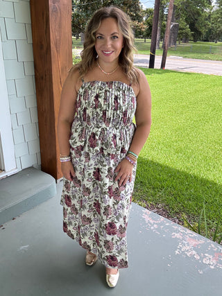 Elowen Rose Peplum Maxi Dress