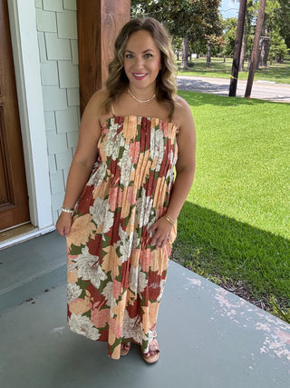 Aveline Floral Pleated Maxi Dress