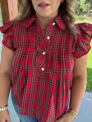 Cranberry Spark Plaid Blouse