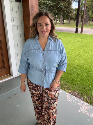 Blaire Drawstring Denim Top