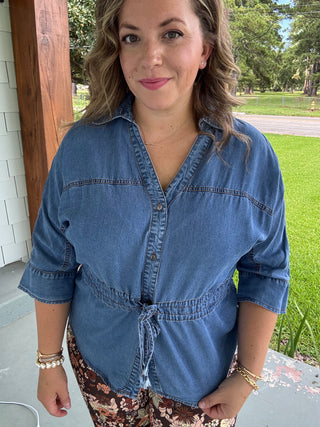 Blaire Drawstring Denim Top