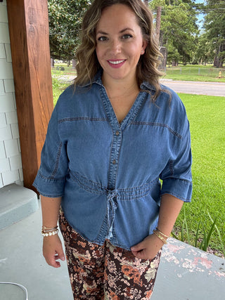Blaire Drawstring Denim Top