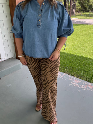 Sable Stripe Wide Leg Pants